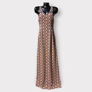 Sugar Lips Y2K Chiffon Maxi Dress Womens Medium Sleeveless Geo Print Dopamine